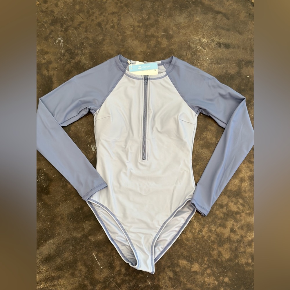 CUPSHE blue monochrome long sleeve swimsuit NWT szXS